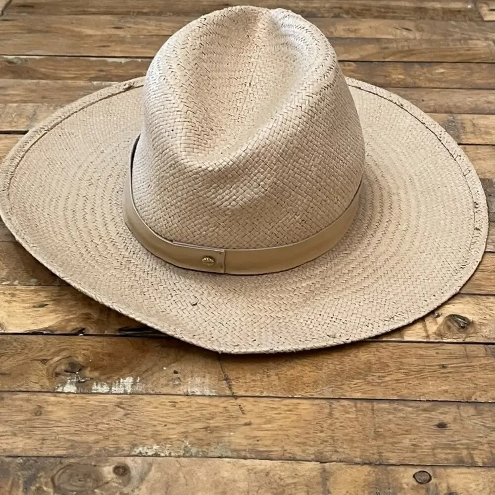 Janessa Leoné Women's Size Medium Beige Straw Simone Fedora Hat